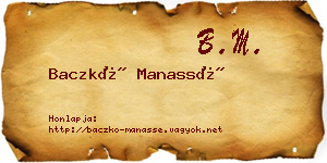 Baczkó Manassé névjegykártya